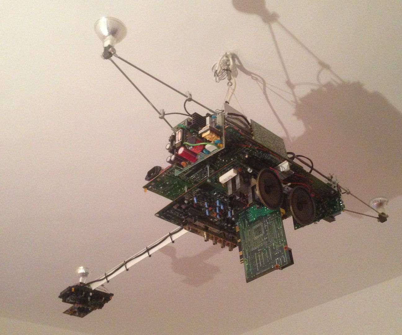 Circuit Board Ceiling Lamp W/ Blinkenlights