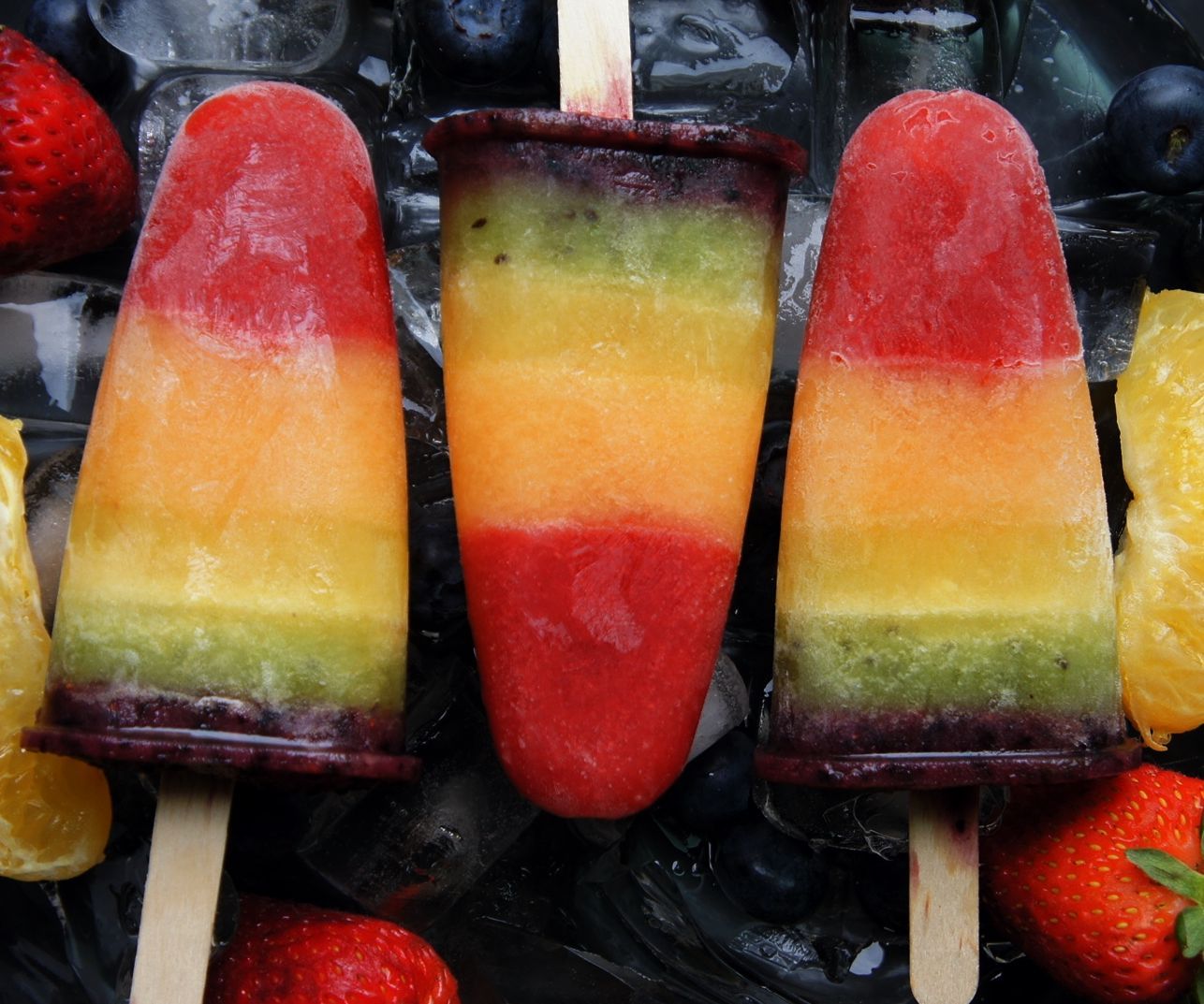 Rainbow Fruit Popsicles