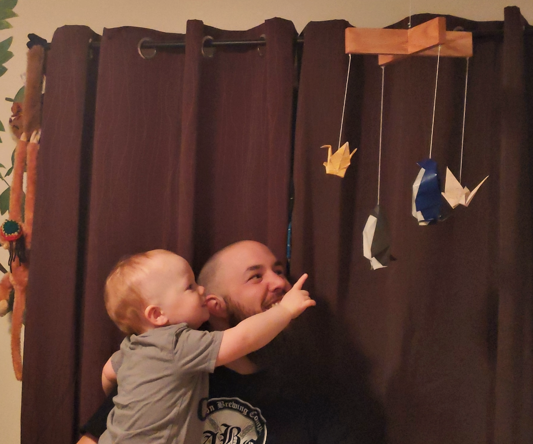 Origami Mobile From Reclaimed Hardwood Flooring