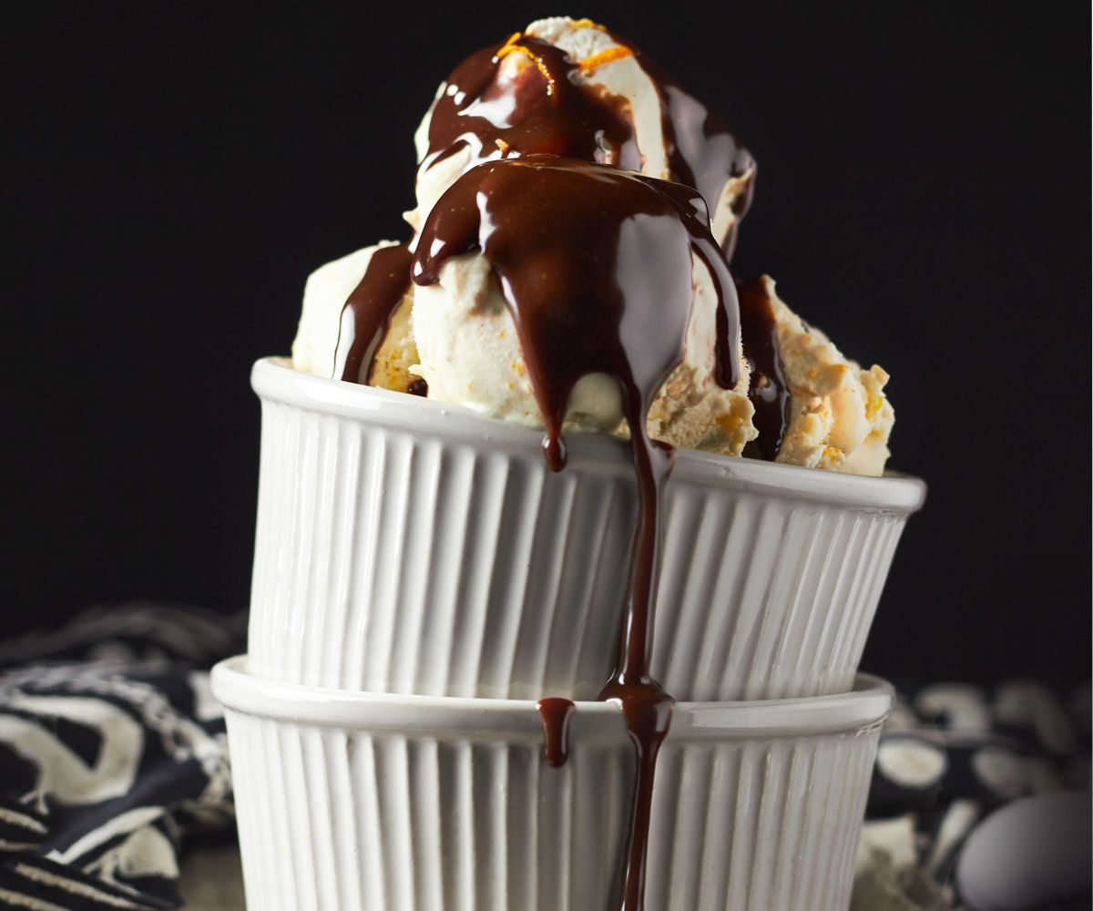 Grand Marnier Ice Cream With Hot Chocolate Fudge Sauce