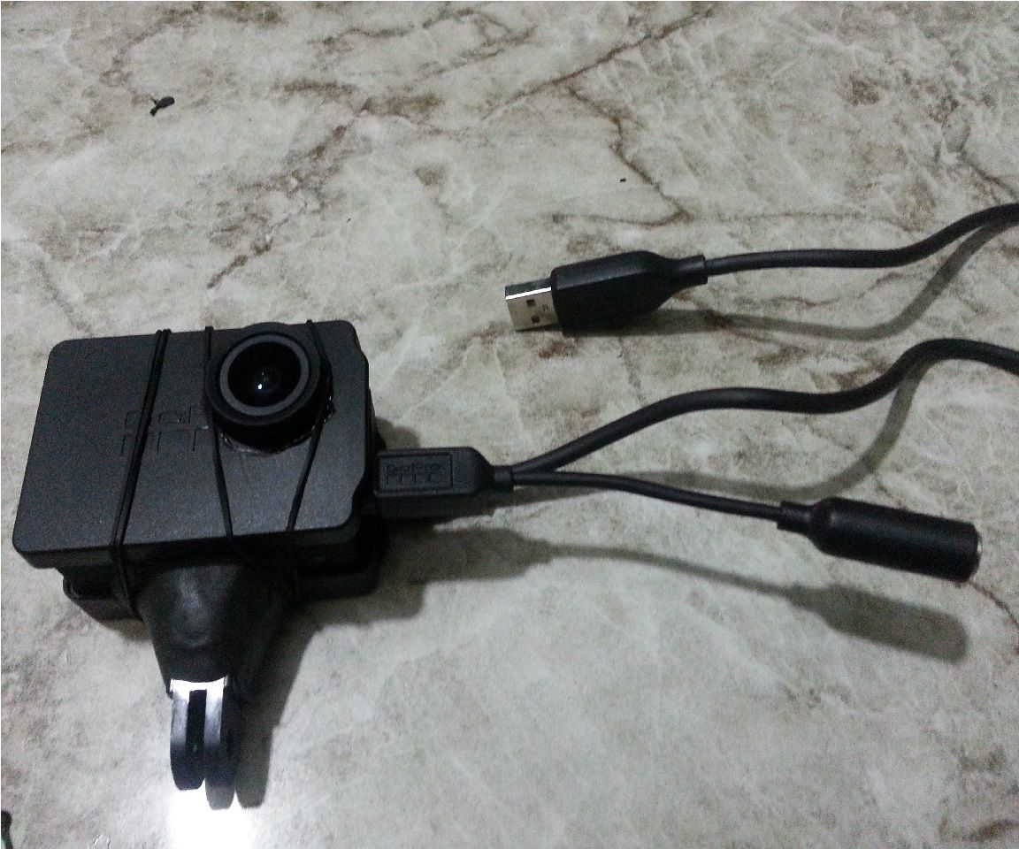 GoPro hero3 Frame using Case of battery backpack, 2 Sugrus and a joint