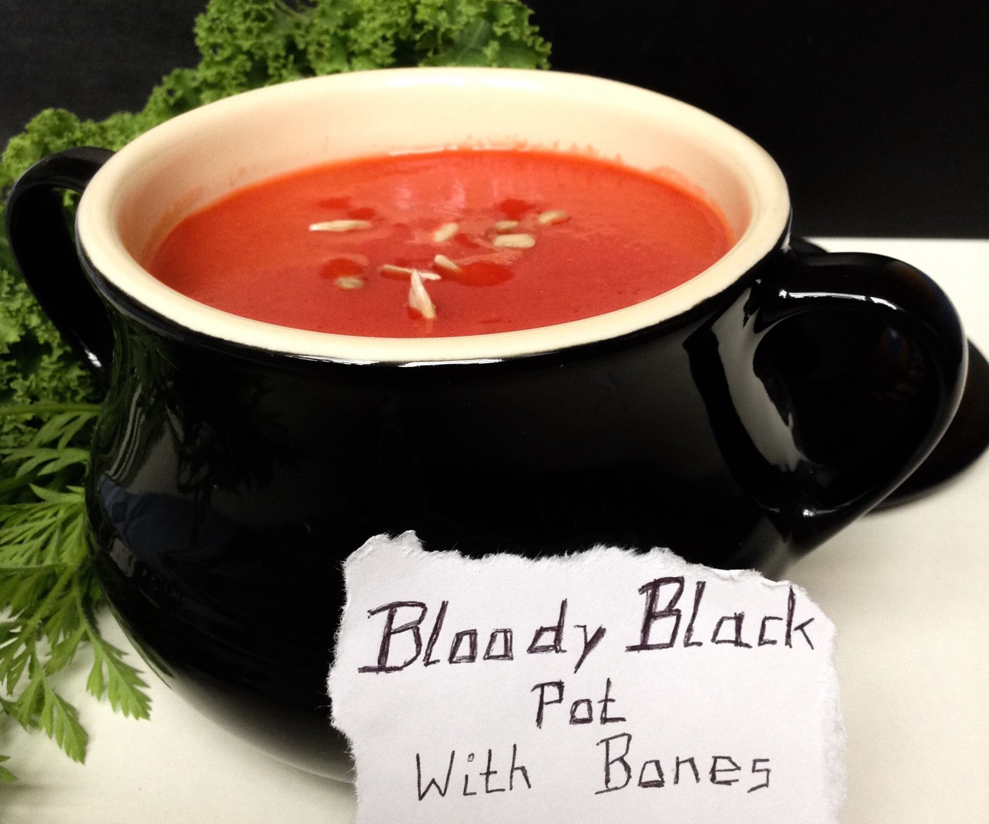 Bloody Black Pot With Bones