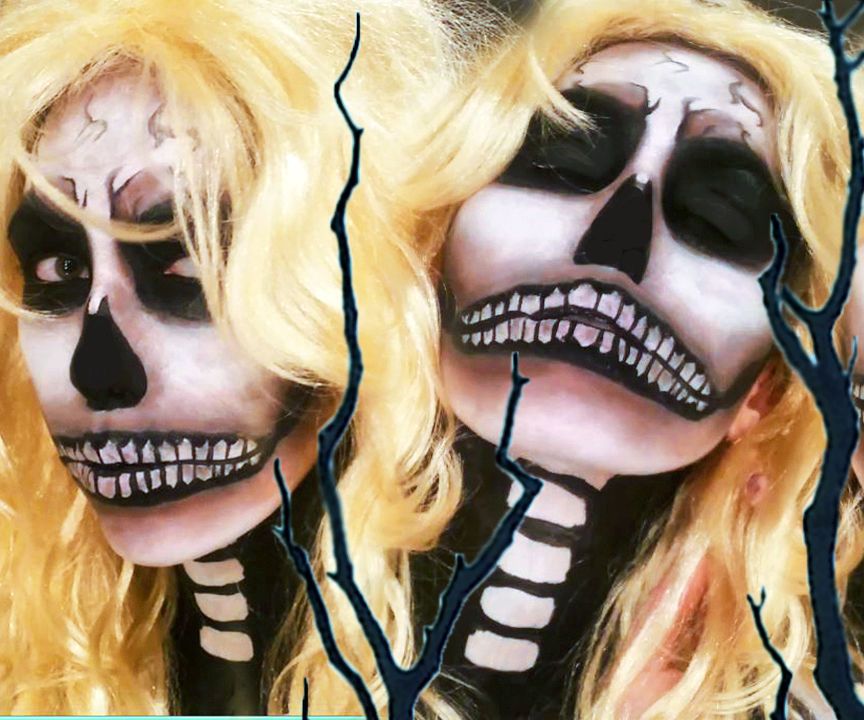 Sexy Blonde Bombshell Skull Halloween Makeup Tutorial