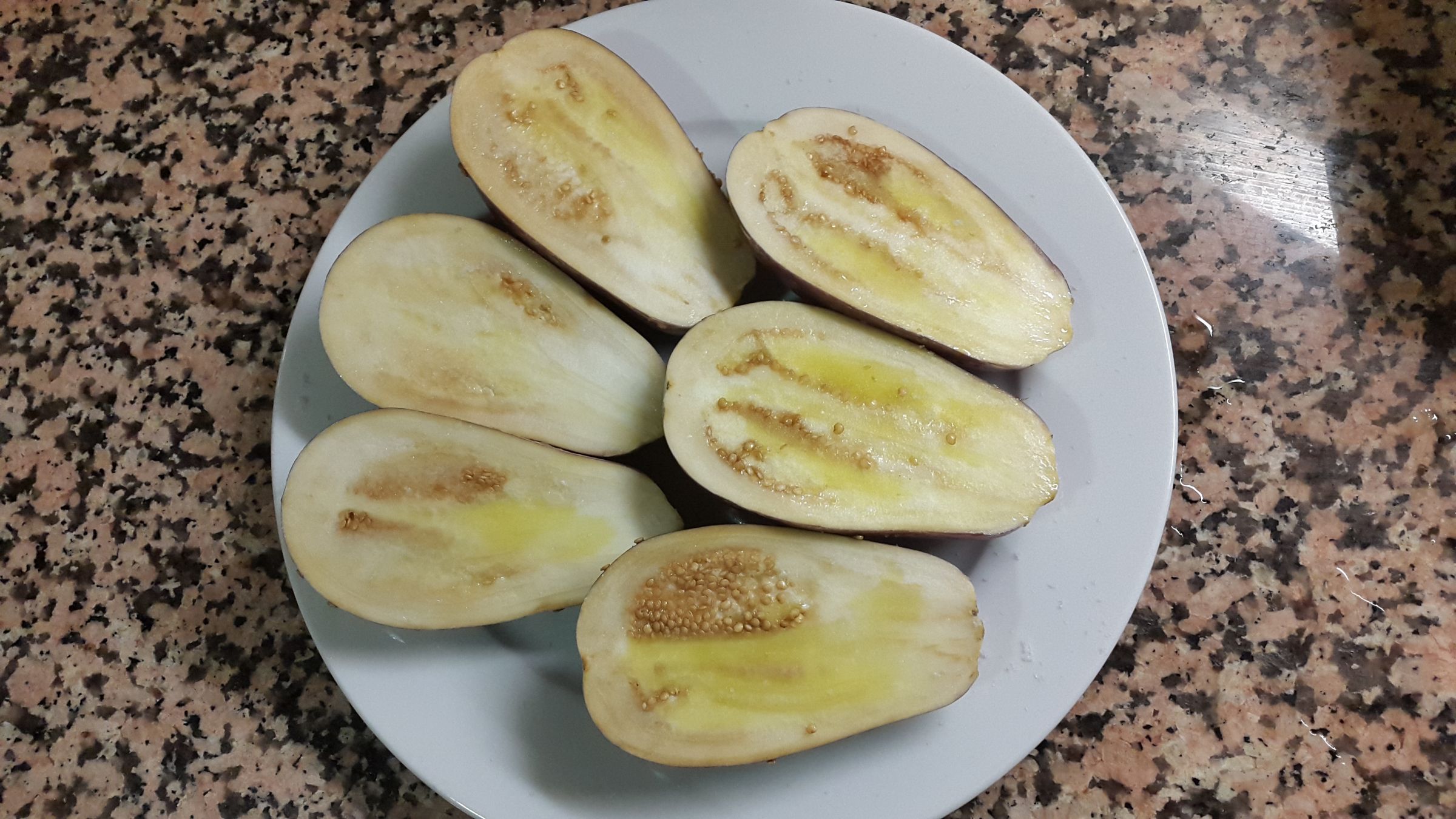 Homegrown Baked Eggplant in an Almost Vegetarian Dinner 5 Steps