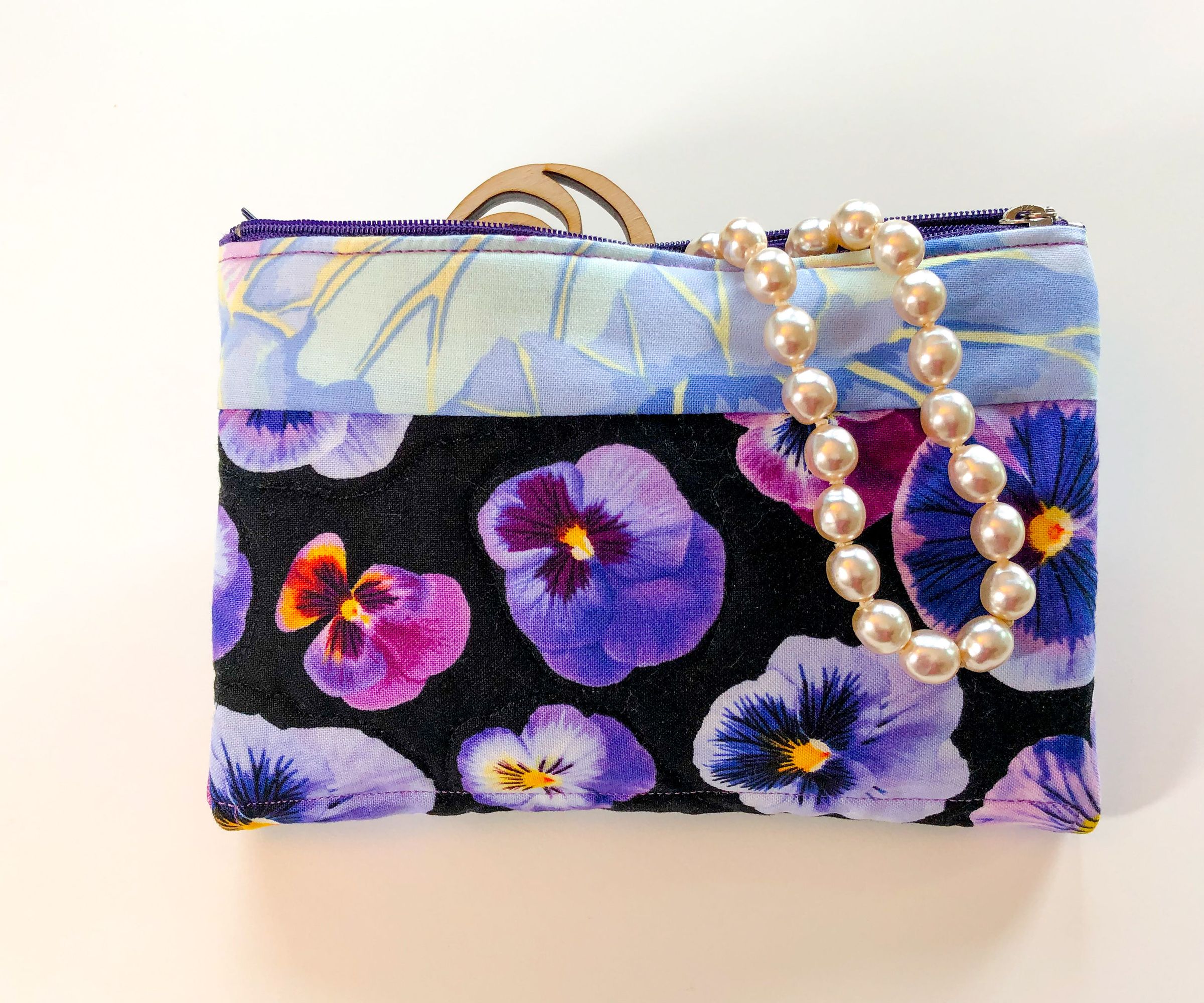 Quilted Two Zipper Jewelry Pouch