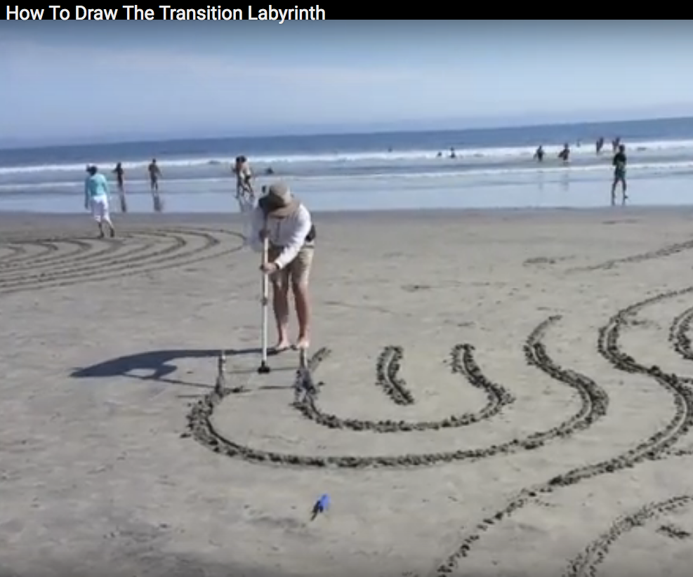Drawing the Nine-circuit Transition Labyrinth in the Sand.