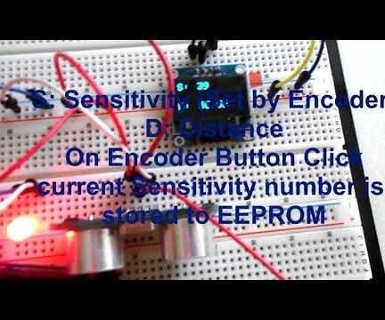 Arduino Ultrasonic Range Finder, OLED, Rotary Encoder and Saving Settings to EEPROM