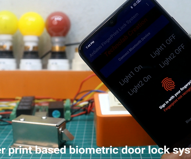 Biometric Fingerprint Door Lock Control System + Homeautomation With Feedback Using Android App.