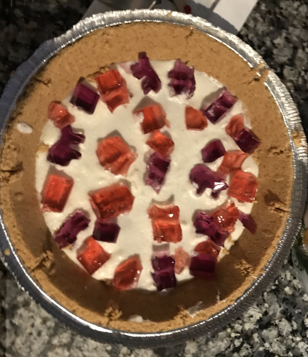 Cut Gelatin Pi's and Place in the Graham Cracker Crust