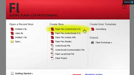 Create New Flash Document