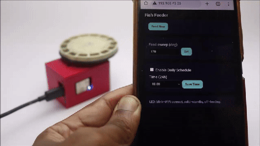 Make Mini Fish Feeder at Home Controlled by Phone and Web Server