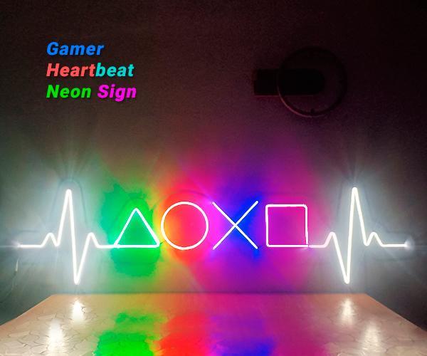 Gamer Heartbeat Neon Sign – Handmade Neon Artwork