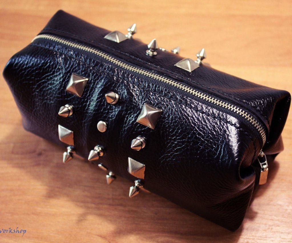 Leather Makeup Bag for Biker