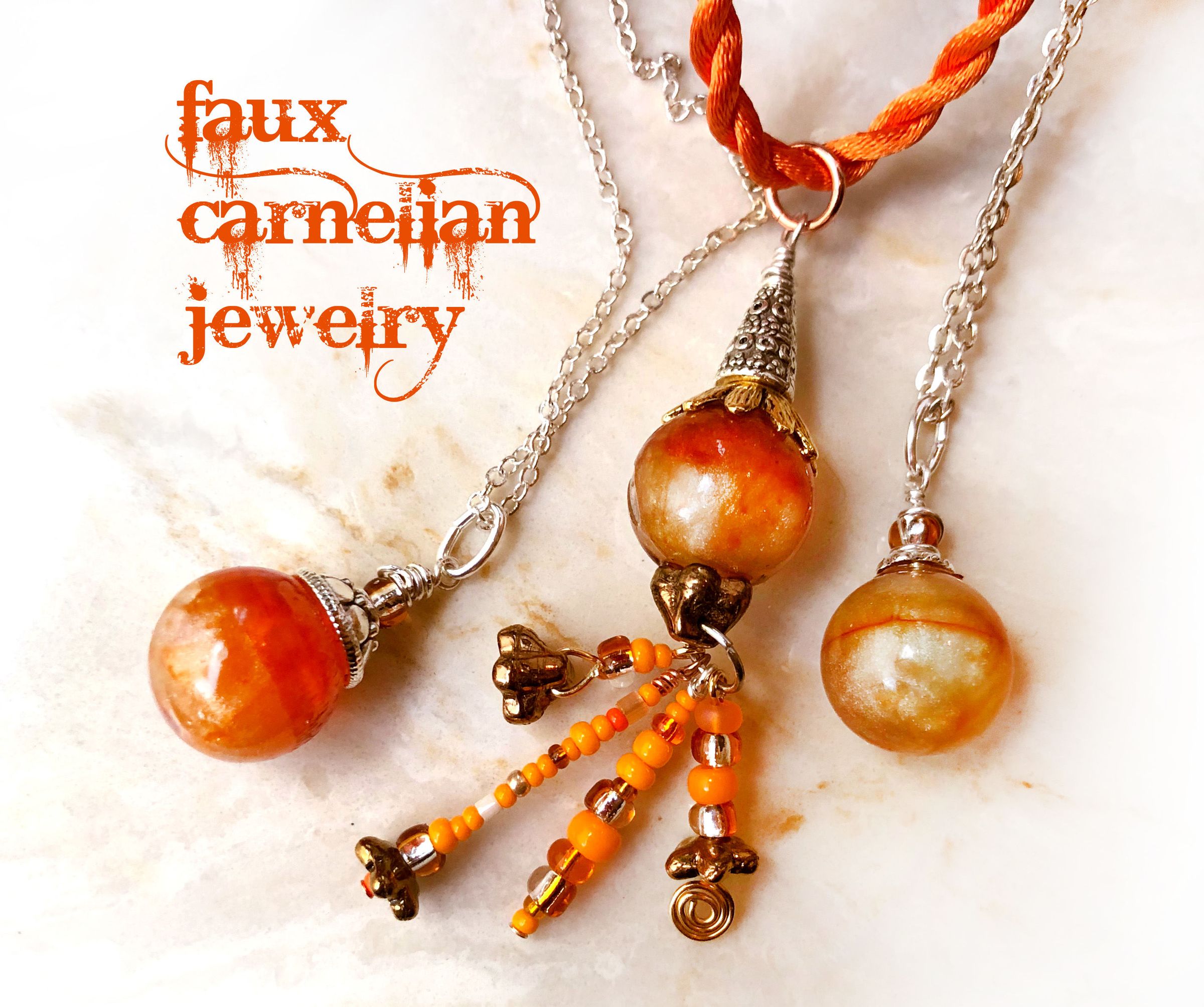 Amazing Orange Carnelian Faux Gemstone Pendants