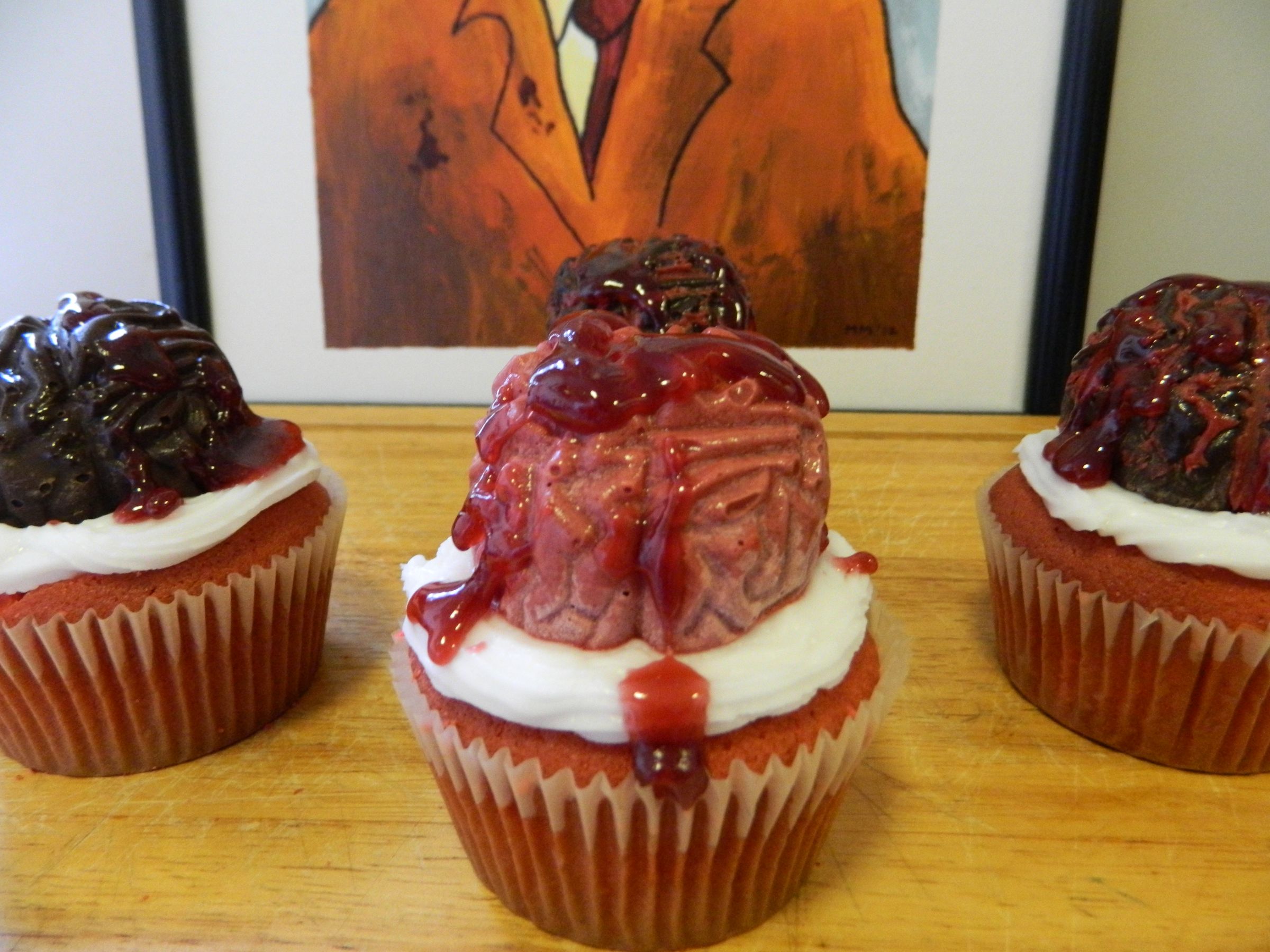 Zombie Brain Cupcakes