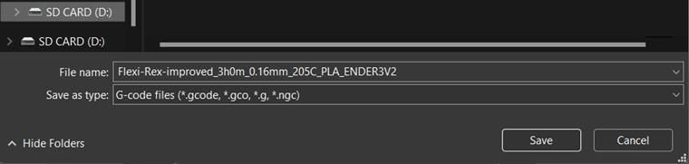 Save and Download G-code Onto the Micro-SD Card