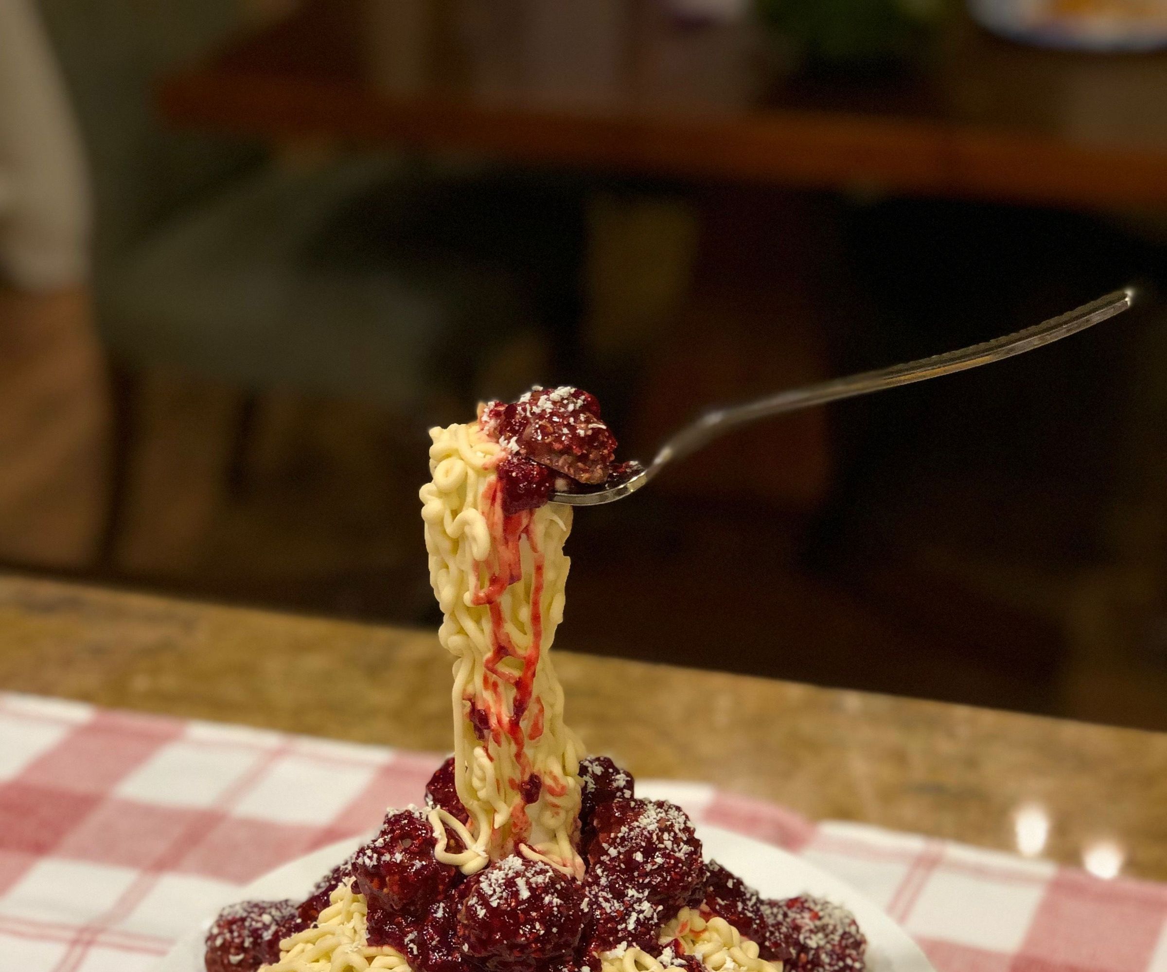 Anti-gravity Spaghetti Cake