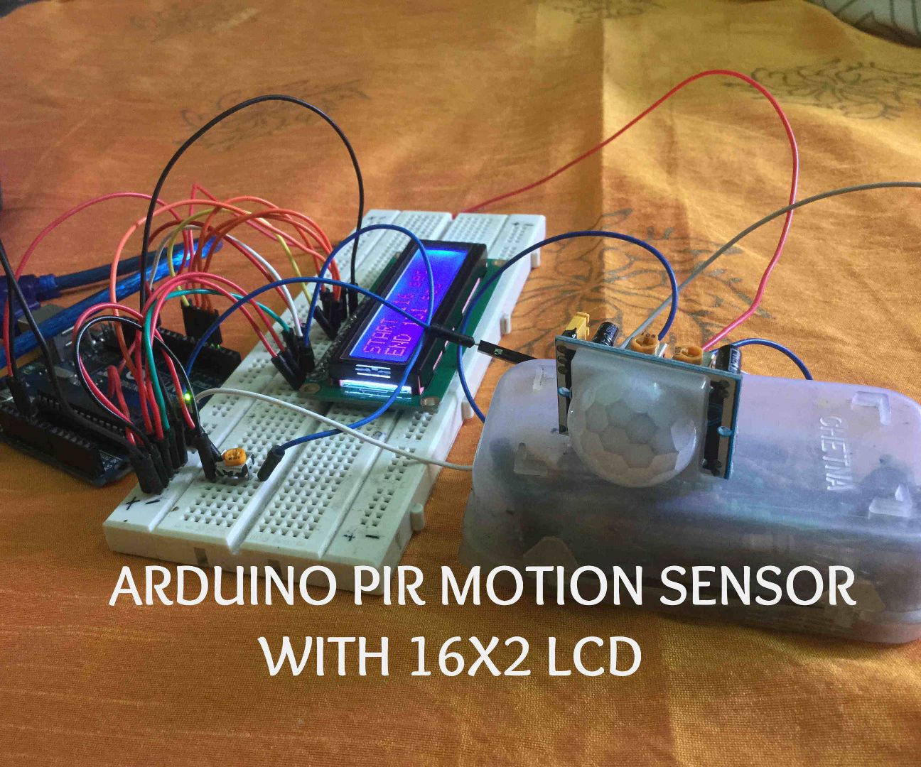 ARDUINO PIR Motion Detector With 16X2 LCD