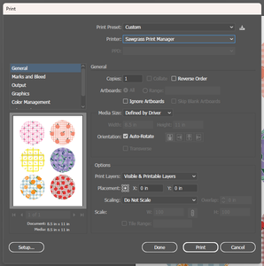 Navigate to File - "Print" and Select "Sawgrass Print Manager" As the Printer