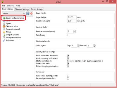 Slicer Config > Print Settings > Layers and Perimeters