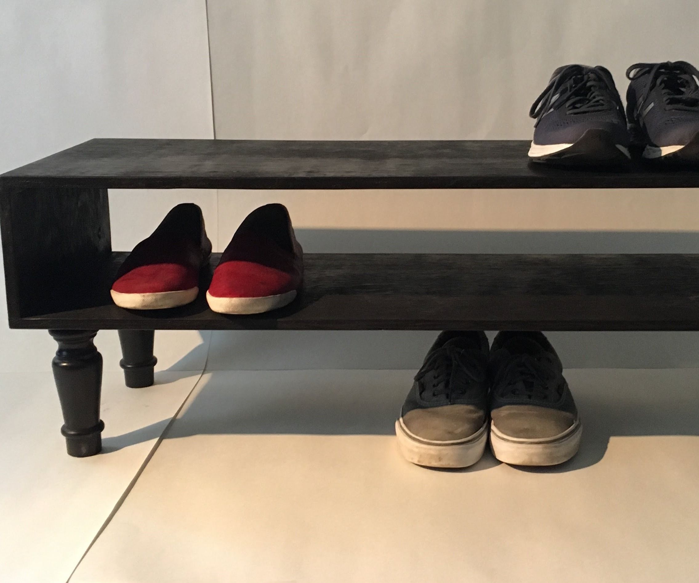 Antique-Inspired Modern Shoe Rack From a Headboard