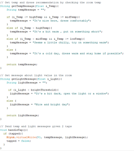Collect Temperatures of the Room and Outside, As Well As the Rooms Light Value, Sending Out Recommendations Accordingly 