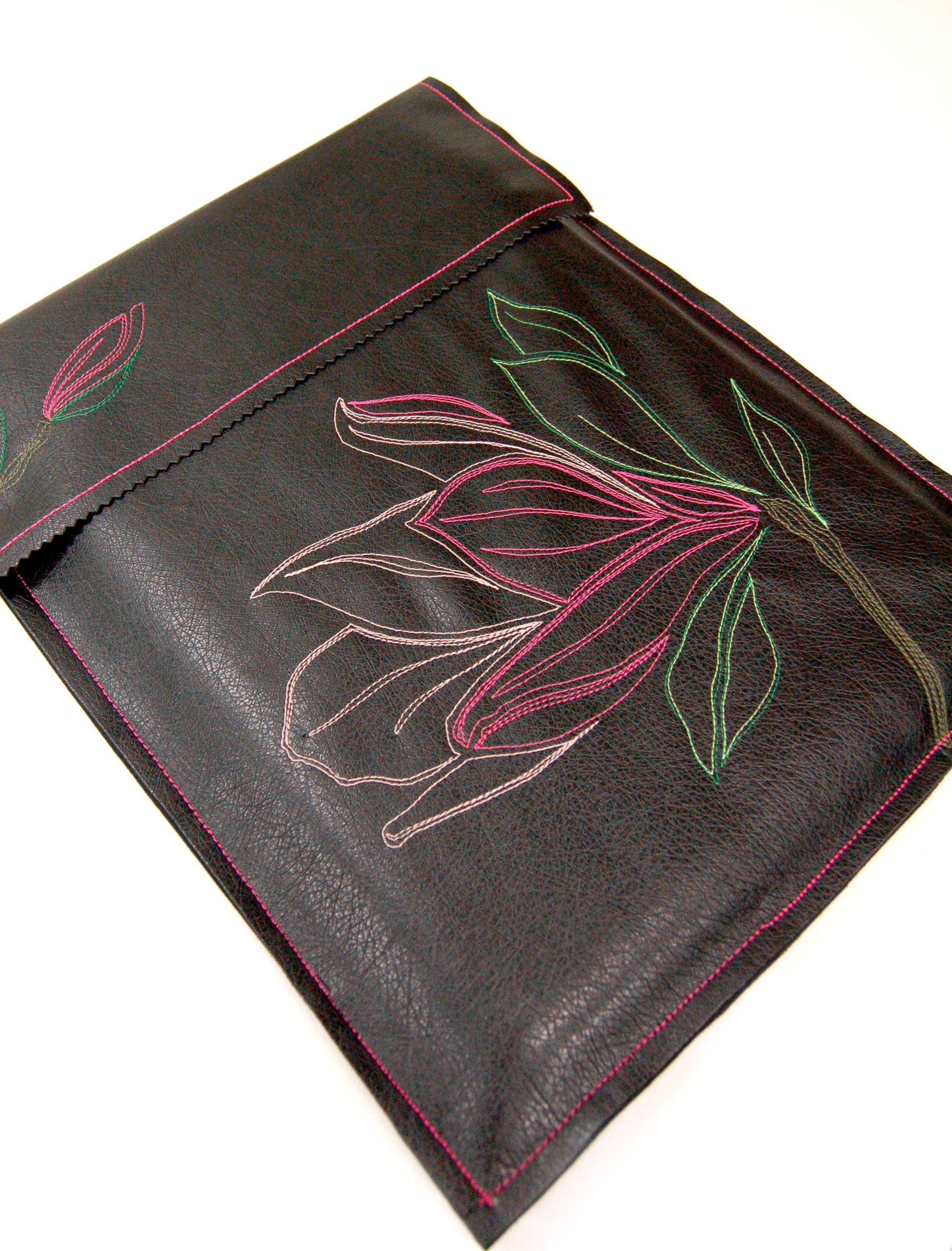 Flower-Stitched Laptop Cover