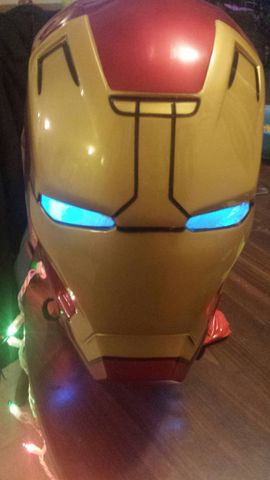 iron man cosplay helmet lights Iron-Man MK5 Silver Motorized Helmet, Voice, Touch & Remote Control Iron Man 3 Helmet Lamp