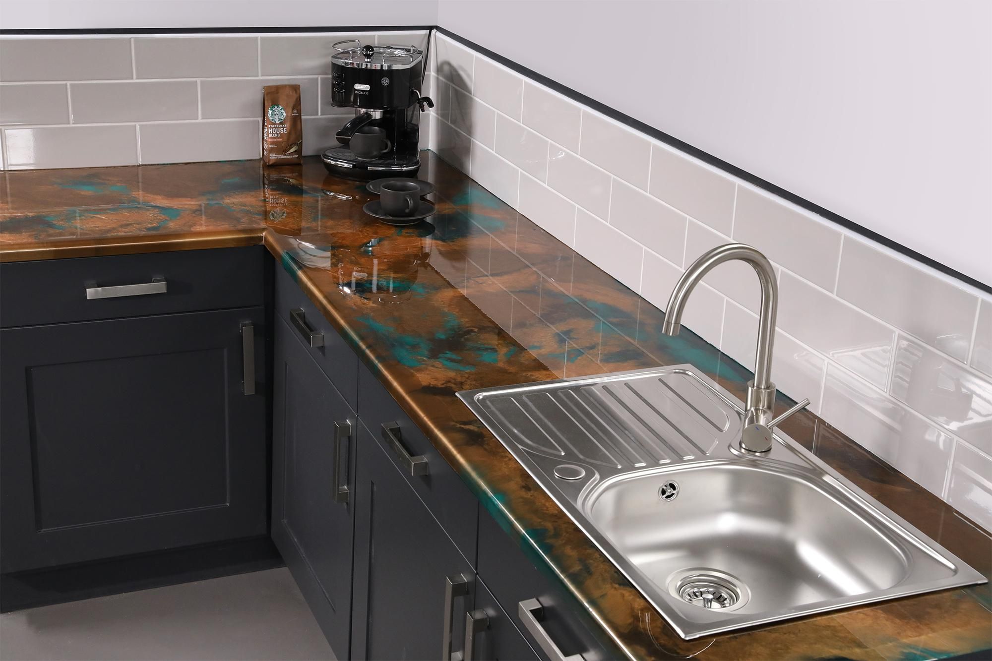 DIY Resin Countertops Using Clear Epoxy Coating Resin and Pigments 11