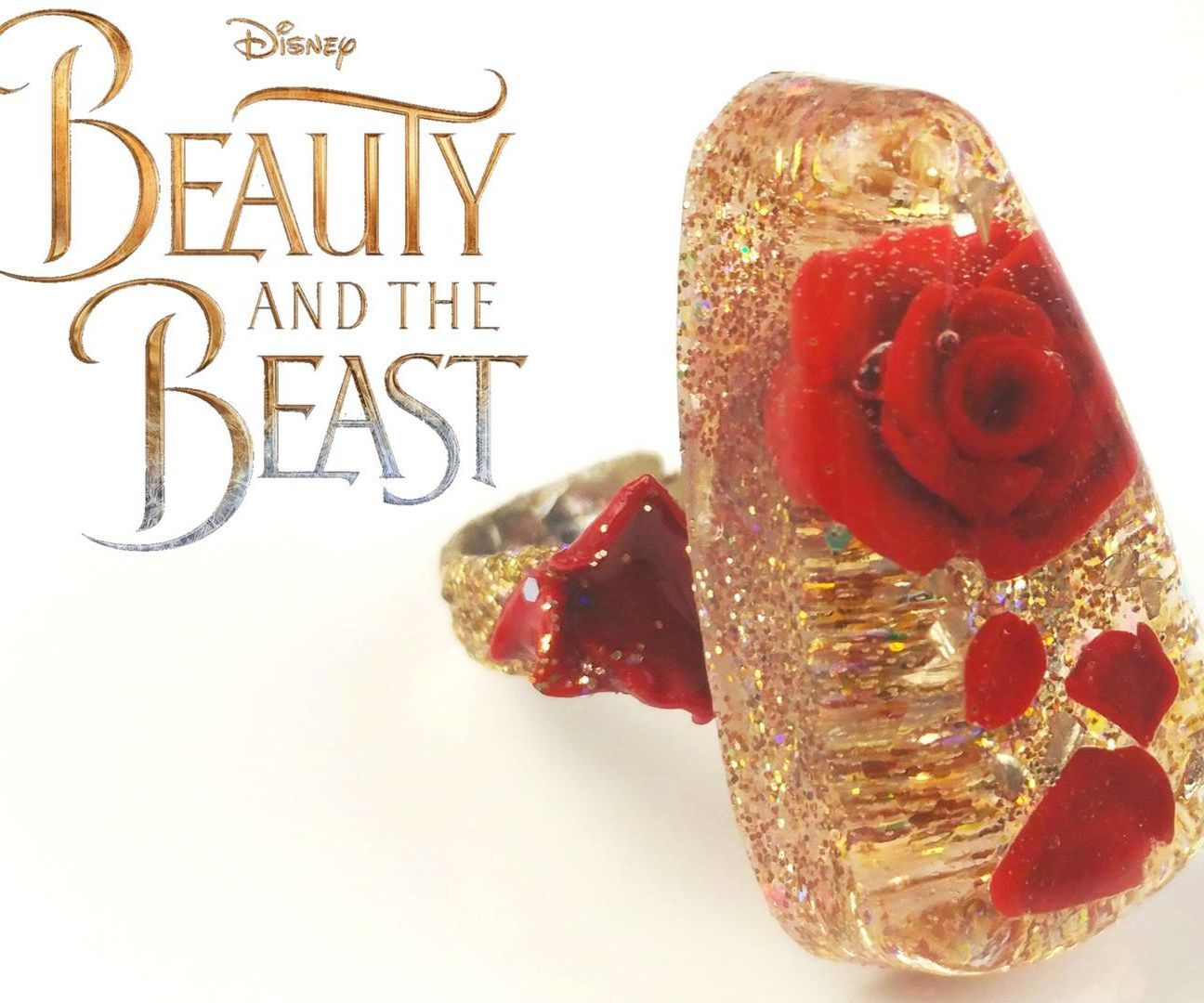 ?Beauty and the Beast Inspired Rose Resin Ring Tutorial-Polymer Clay