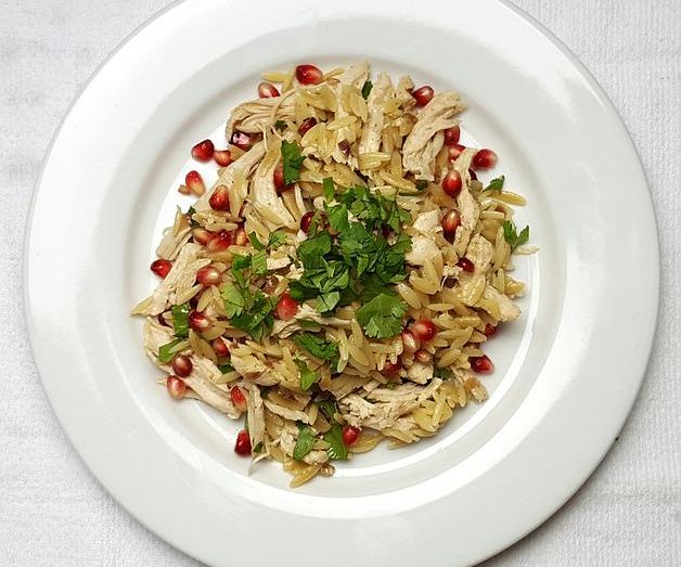 Poached Chicken With Pomegranate Orzo