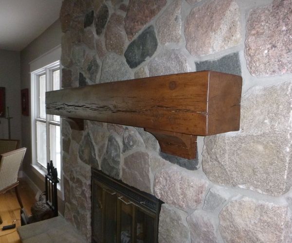 Rustic Beam Mantel and Corbels