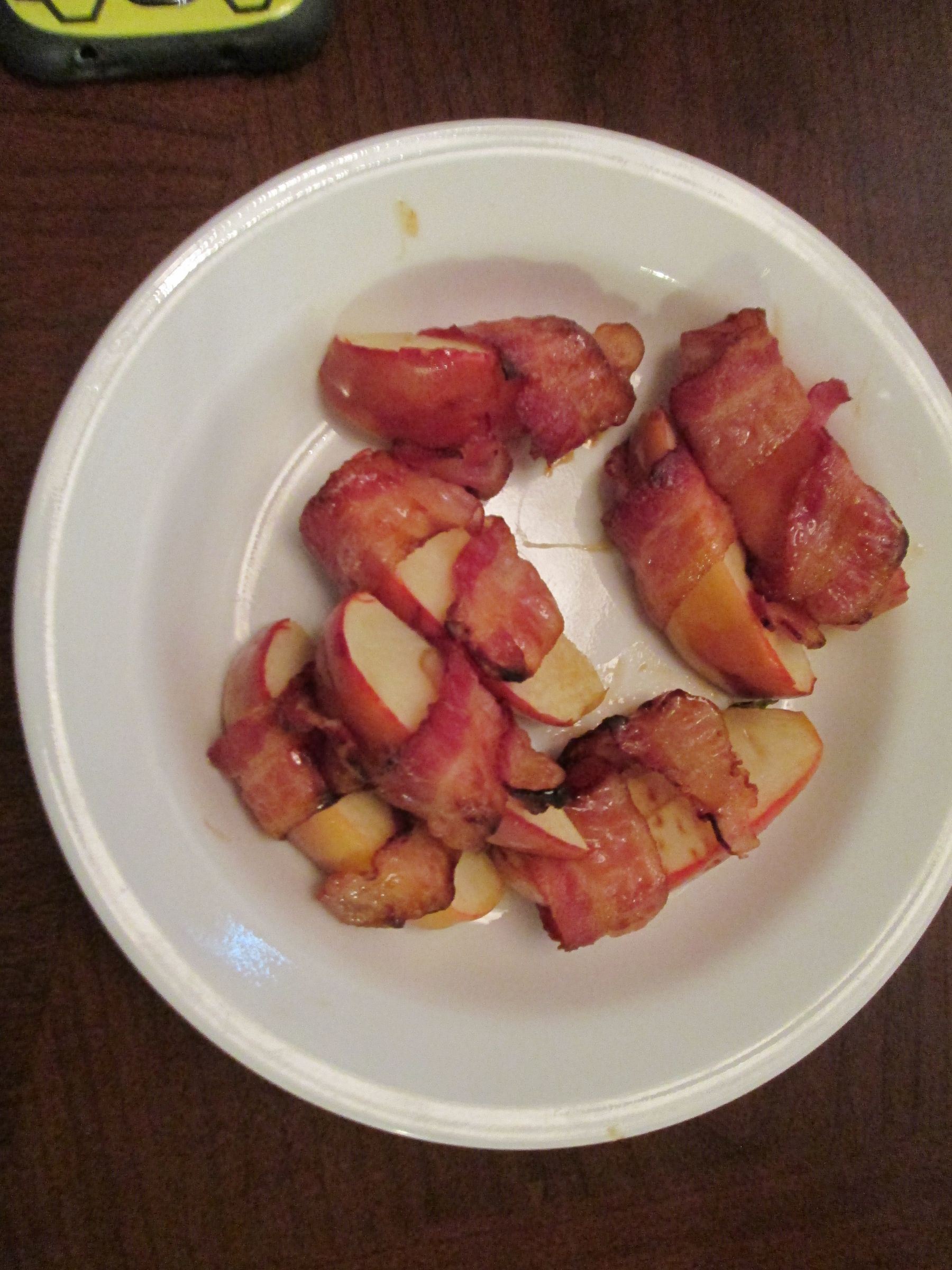 Apple slices covered in BACON