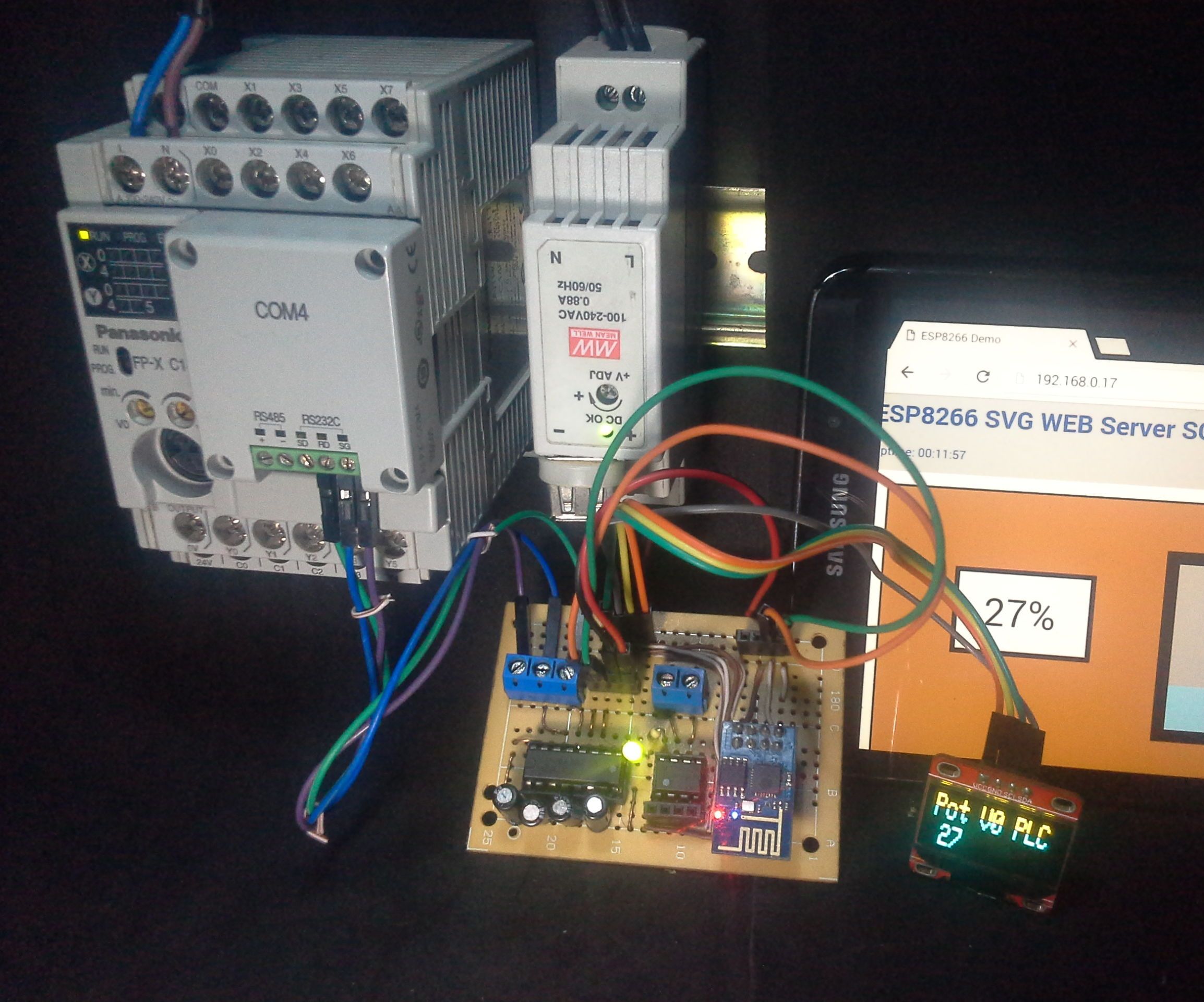  ESP8266 Scada SVG Modbus RTU  + PLC Panasonic FPX C14R 