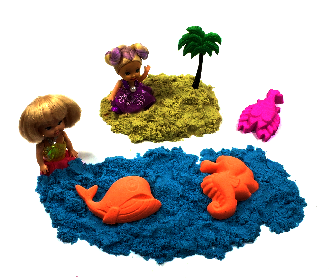 How to Make Kinetic Sand Beach - Sea Toys Learn Colors for Kids