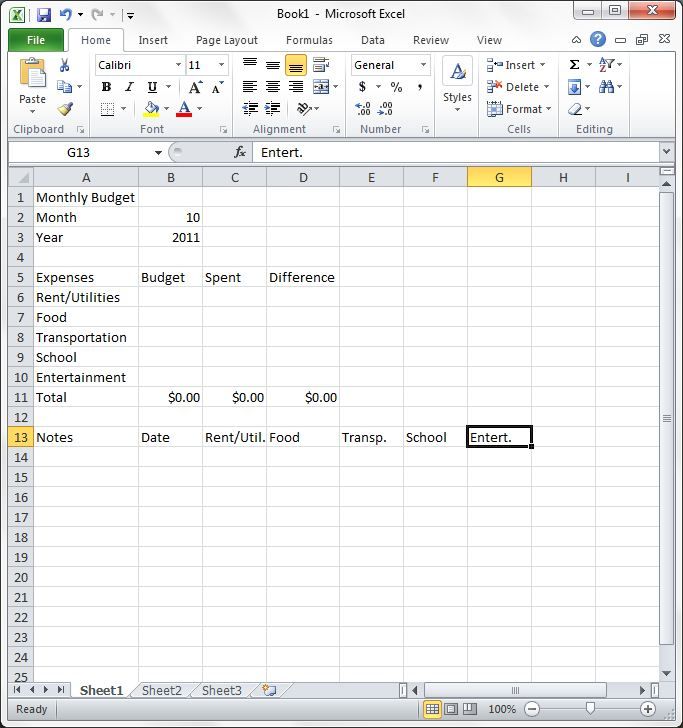 How To Make A Monthly Bill Spreadsheet In Excel