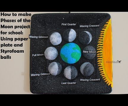 How to Make Moon Phases Project for School: Using Paper Plate and Styrofoam Balls
