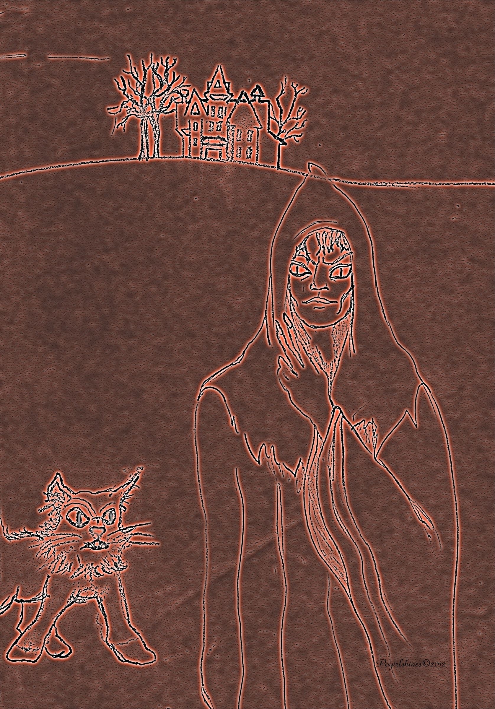 Witch With Her Cat