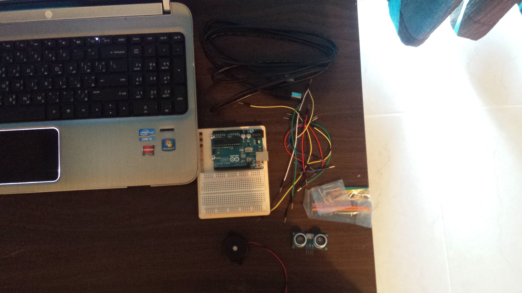 SIMPLE ARDUINO ULTRASONIC SENSOR DOOR ALARM / Motion Detector NO PIR ... Circuit Diagram