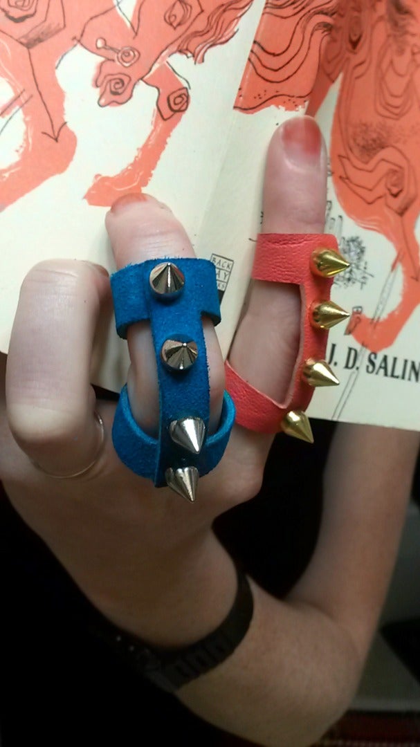 Studded Leather Knuckle Ring