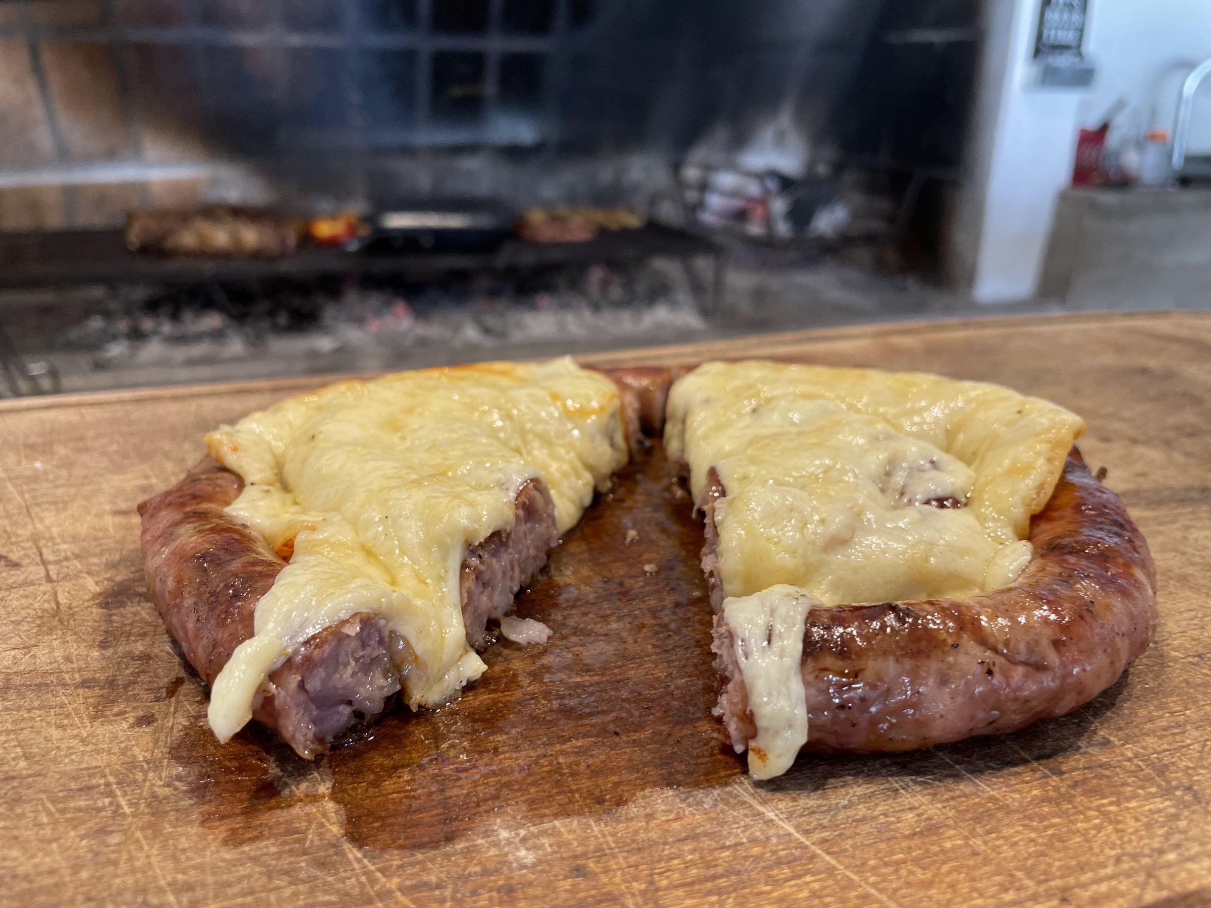 Pinwheel Saugage With Provolone Cheese, With Rustic