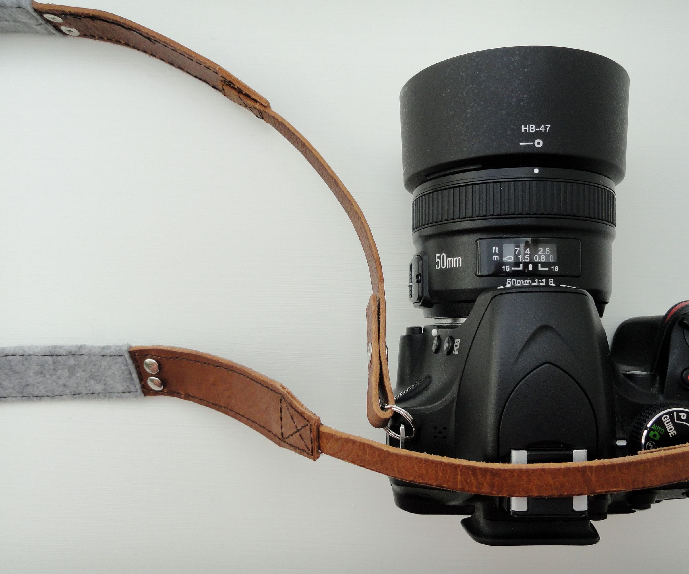 Leather and Wool Camera Strap