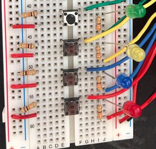Wiring the Colored LEDs and Push Buttons