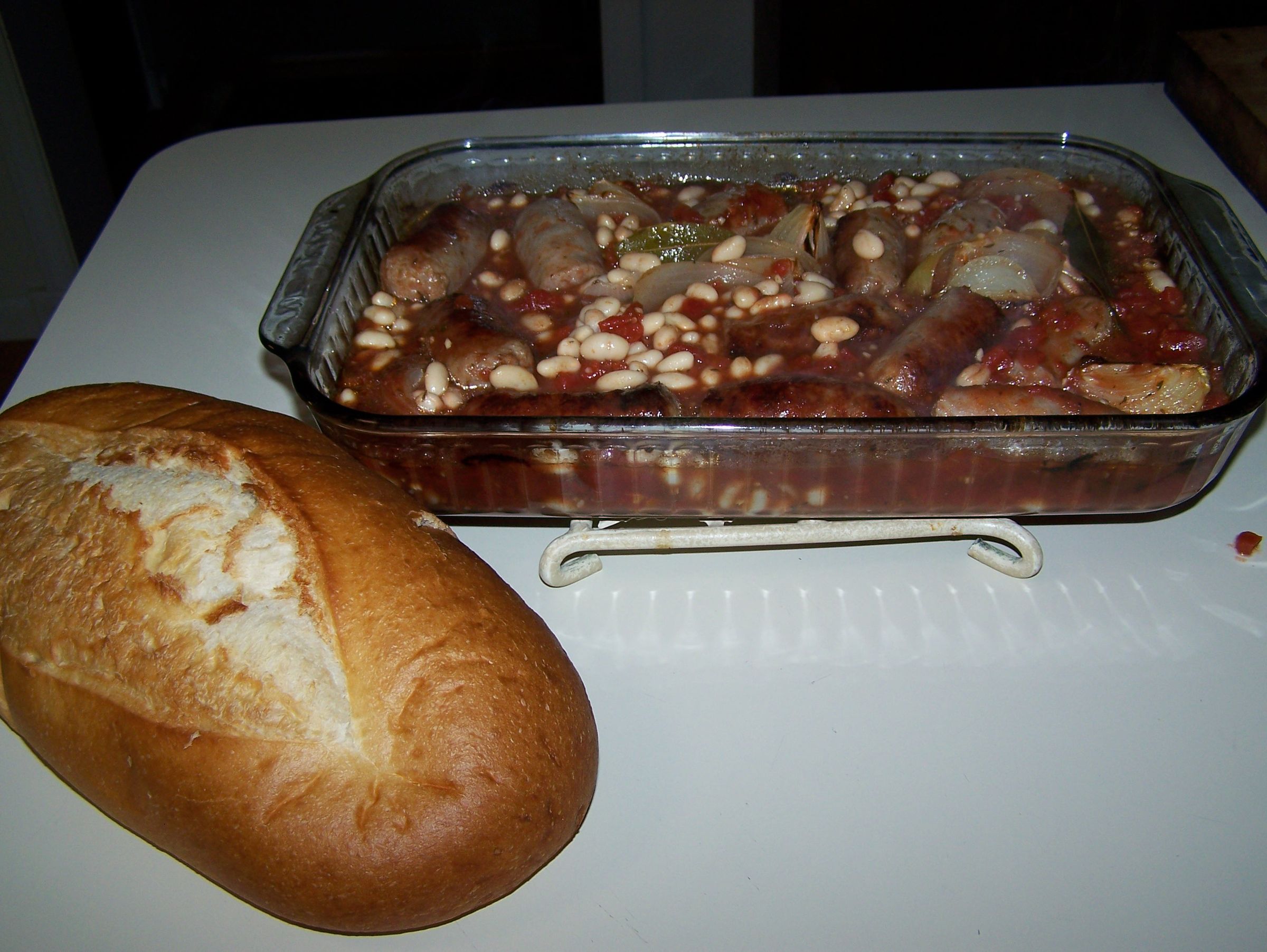 Tuscan Sausage and White Bean Cassarole