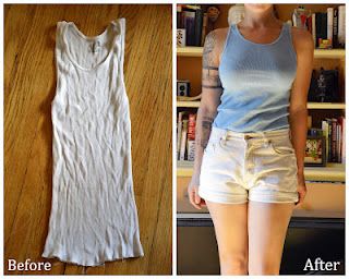 Recycle Old Clothes: Turn White Ribbed Tanks Into New Colorful Tops