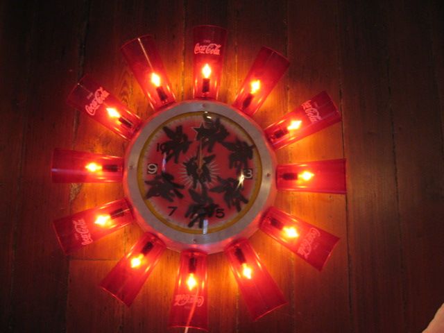 Upcycled, reused and recycled Glowing Clock.