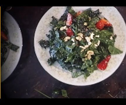 Strawberry Coconut and Cashew Kale Salad With Lime Poppy Seed Vinaigrette