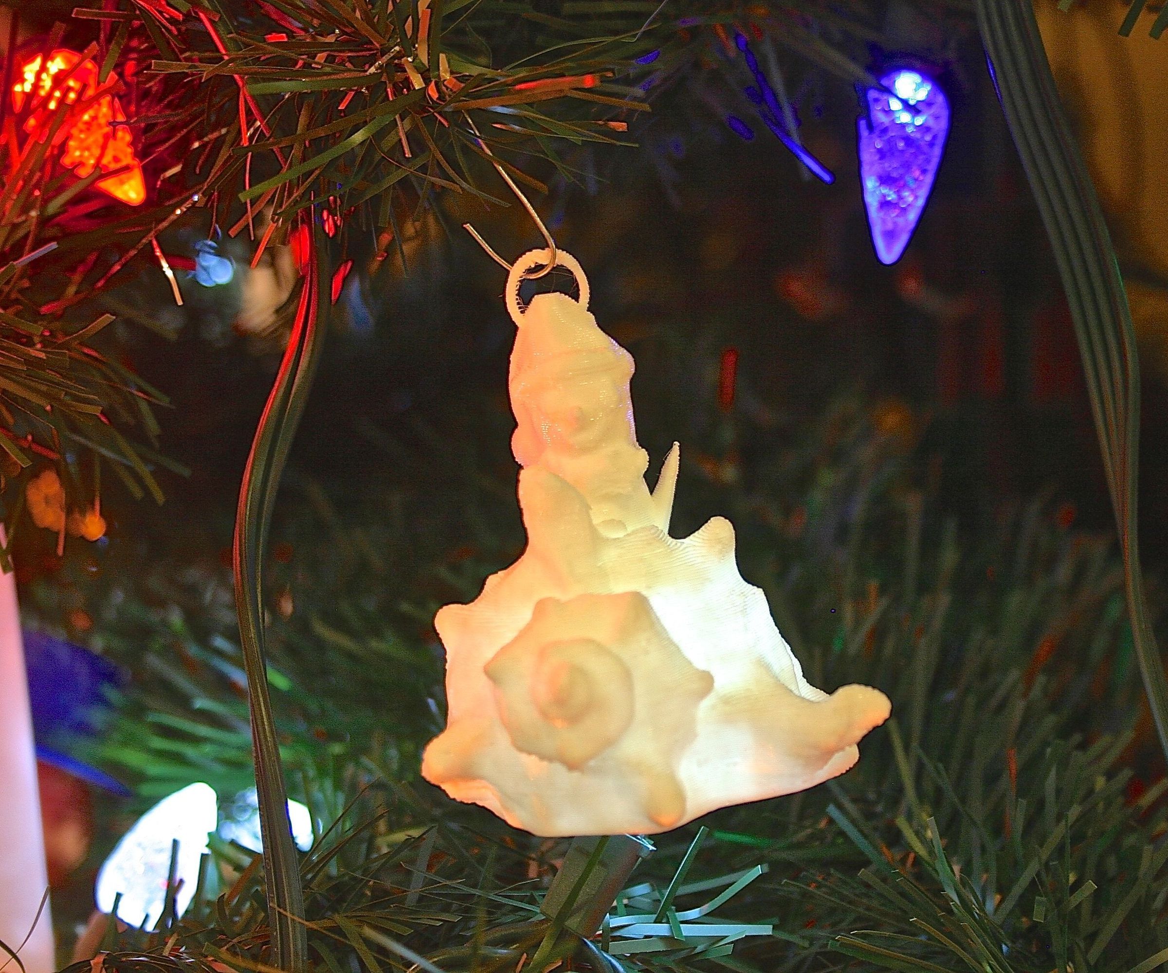 Snowman on Seashell Ornament