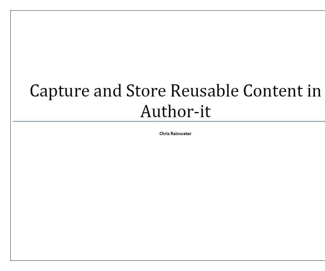 Capture and Store Reusable Content in Author-it