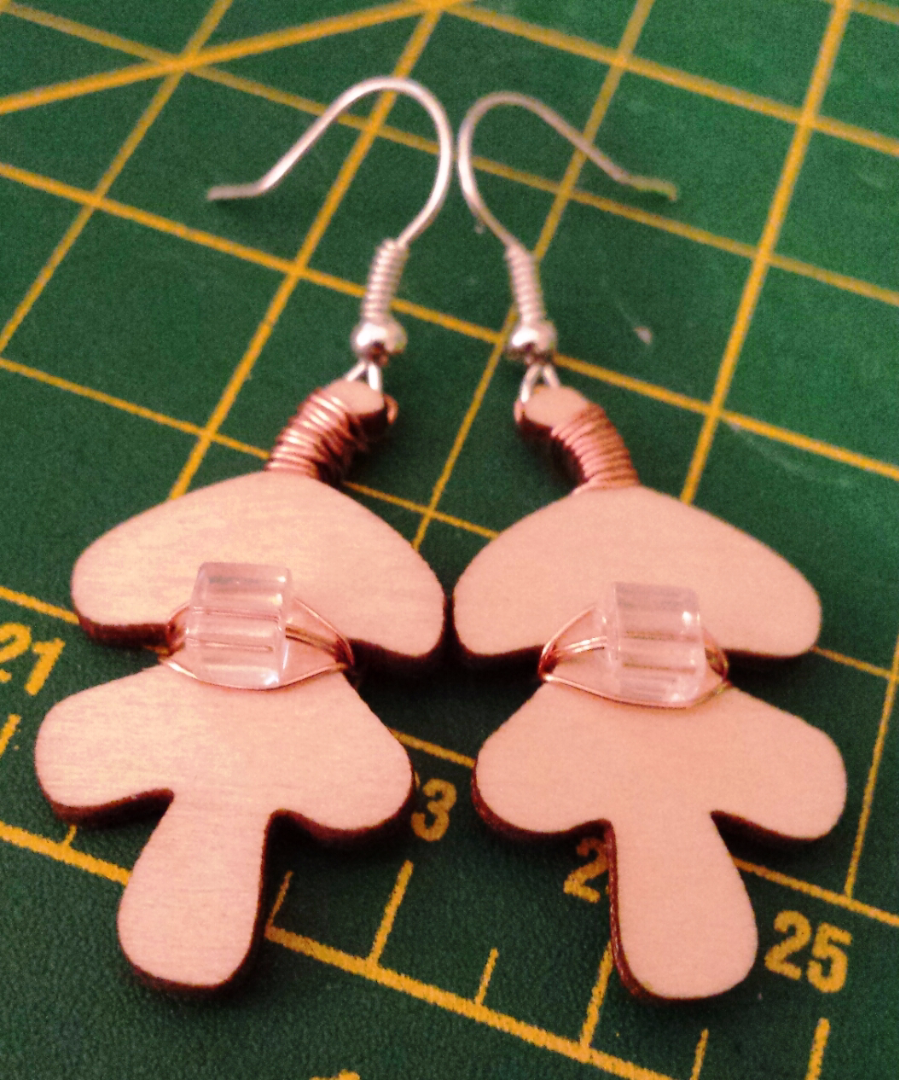 Wire Wrapped Wood Leaf Earrings / Pendant 